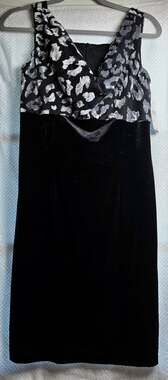 ALYX sleeveless black & grey velvet dress, cowl neck, black & grey bodice Size 8